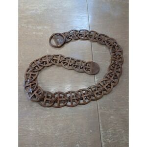 Hollister Leather Belt Womens Brown Circle Cutout Med/Large Boho 90s Y2K Western